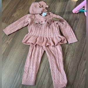 Gymboree Pink Knit 3 Piece Baby Set